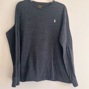 Polo by Ralph Lauren Men's Charcoal Long Sleeve Tee Men's Large White Logo